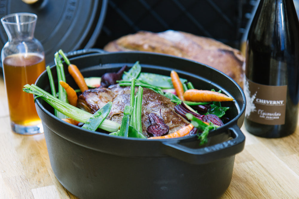 Paleron de veau braisé aux légumes__ sauce fleur d’oranger
