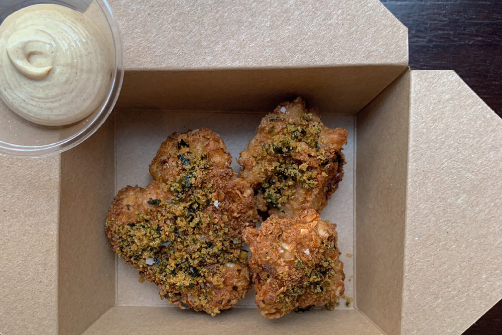 Ris de veau en tempura__ mayonnaise au beurre noisette__ jus de viande